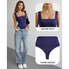 image:imageMANGOPOP Womens Square Neck Backless Tank Top BodysuitDeep Blue