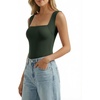 image:imageMANGOPOP Womens Square Neck Backless Tank Top BodysuitDeep Green