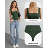 image:imageMANGOPOP Womens Square Neck Backless Tank Top BodysuitDeep Green
