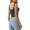 image:imageMANGOPOP Womens Square Neck Backless Tank Top BodysuitDeep Green