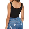 image:imageMANGOPOP Womens Tank Top Bodysuit Sexy Scoop Neck Sleeveless Body SuitsA Black