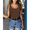 image:imageMANGOPOP Womens Tank Top Bodysuit Sexy Scoop Neck Sleeveless Body SuitsCoffee