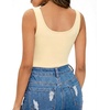 image:imageMANGOPOP Womens Tank Top Bodysuit Sexy Scoop Neck Sleeveless Body SuitsLight Apricot