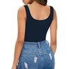 image:imageMANGOPOP Womens Tank Top Bodysuit Sexy Scoop Neck Sleeveless Body SuitsNavy Blue