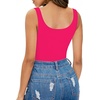 image:imageMANGOPOP Womens Tank Top Bodysuit Sexy Scoop Neck Sleeveless Body SuitsRose Pink