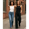 image:imageMANGOPOP Womens Tank Tops Bodysuit Double Lined Crew Neck Thong Body Suit Sleeveless Halter Fitted Top White Medium