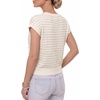 image:imageMANGOPOP Womens V Neck Cap Sleeve Sweater Vest Striped Knit All Season TopBeige and Light Brown