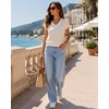 image:imageMANGOPOP Womens V Neck Cap Sleeve Sweater Vest Striped Knit All Season TopBeige and Light Brown