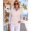 image:imageMANGOPOP Womens V Neck Cap Sleeve Sweater Vest Striped Knit All Season TopBeige and Light Brown