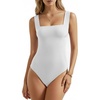 image:imageMANGOPOP Womens Square Neck Backless Tank Top BodysuitA02 White