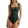 image:imageMANGOPOP Womens Square Neck Backless Tank Top BodysuitDeep Green