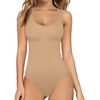 image:imageMANGOPOP Womens Tank Top Bodysuit Sexy Scoop Neck Sleeveless Body SuitsMocha
