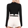 image:imageMANGOPOP Womens Long Sleeve Short Sleeve Mock Turtleneck Zip Up Bodysuit02fleece Lined Black