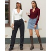 image:imageMANGOPOP Womens Long Sleeve Short Sleeve Mock Turtleneck Zip Up Bodysuit04long Sleeve Burgundy