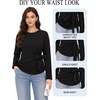image:imageMANGOPOP Womens Peplum Top Long Sleeve Crew Neck Waist Blouse Casual ShirtBlack