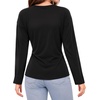 image:imageMANGOPOP Womens Peplum Top Long Sleeve Crew Neck Waist Blouse Casual ShirtBlack