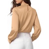 image:imageMANGOPOP Womens Satin Mock Turtle Neck Bodysuit Long Sleeve TopApricot