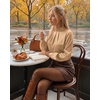 image:imageMANGOPOP Womens Satin Mock Turtle Neck Bodysuit Long Sleeve TopApricot