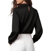 image:imageMANGOPOP Womens Satin Mock Turtle Neck Bodysuit Long Sleeve TopBlack