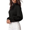 image:imageMANGOPOP Womens Satin Mock Turtle Neck Bodysuit Long Sleeve TopBlack
