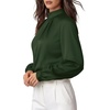 image:imageMANGOPOP Womens Satin Mock Turtle Neck Bodysuit Long Sleeve TopGreen