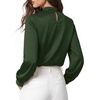 image:imageMANGOPOP Womens Satin Mock Turtle Neck Bodysuit Long Sleeve TopGreen