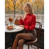 image:imageMANGOPOP Womens Satin Mock Turtle Neck Bodysuit Long Sleeve TopRed