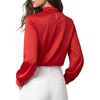 image:imageMANGOPOP Womens Satin Mock Turtle Neck Bodysuit Long Sleeve TopRed