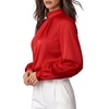 image:imageMANGOPOP Womens Satin Mock Turtle Neck Bodysuit Long Sleeve TopRed
