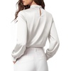 image:imageMANGOPOP Womens Satin Mock Turtle Neck Bodysuit Long Sleeve TopWhite