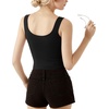 image:imageMANGOPOP Womens Scoop Neck Tank Top Double Lined Sleeveless Slim Fit Shirt01 Black