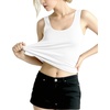 image:imageMANGOPOP Womens Scoop Neck Tank Top Double Lined Sleeveless Slim Fit Shirt02 White