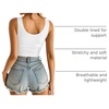 image:imageMANGOPOP Womens Scoop Neck Tank Top Double Lined Sleeveless Slim Fit Shirt02 White