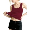 image:imageMANGOPOP Womens Scoop Neck Tank Top Double Lined Sleeveless Slim Fit ShirtBurgundy