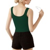 image:imageMANGOPOP Womens Scoop Neck Tank Top Double Lined Sleeveless Slim Fit ShirtDeep Green