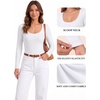 image:imageMANGOPOP Womens Scoop Neck Tops Long Sleeve Slim Fit T Shirt Basic TeeBlack White Red