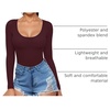 image:imageMANGOPOP Womens Scoop Neck Tops Long Sleeve Slim Fit T Shirt Basic TeeBurgundy