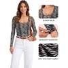 image:imageMANGOPOP Womens Scoop Neck Tops Long Sleeve Slim Fit T Shirt Basic TeeZebra Stripes