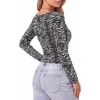 image:imageMANGOPOP Womens Scoop Neck Tops Long Sleeve Slim Fit T Shirt Basic TeeZebra Stripes