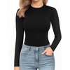 image:imageMANGOPOP Crew Neck Bodysuits for Women Long Sleeve Body Suit Going Out T Shirts Tops01long Sleeve Black