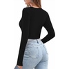 image:imageMANGOPOP Crew Neck Bodysuits for Women Long Sleeve Body Suit Going Out T Shirts Tops01long Sleeve Black