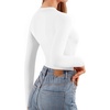 image:imageMANGOPOP Crew Neck Bodysuits for Women Long Sleeve Body Suit Going Out T Shirts Tops02long Sleeve White Fleece Lined