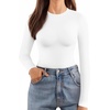 image:imageMANGOPOP Crew Neck Bodysuits for Women Long Sleeve Body Suit Going Out T Shirts Tops02long Sleeve White Fleece Lined
