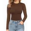 image:imageMANGOPOP Crew Neck Bodysuits for Women Long Sleeve Body Suit Going Out T Shirts Tops03long Sleeve Coffee