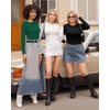 image:imageMANGOPOP Crew Neck Bodysuits for Women Long Sleeve Body Suit Going Out T Shirts Tops03long Sleeve Deep Green