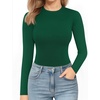 image:imageMANGOPOP Crew Neck Bodysuits for Women Long Sleeve Body Suit Going Out T Shirts Tops03long Sleeve Deep Green