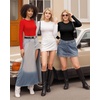 image:imageMANGOPOP Crew Neck Bodysuits for Women Long Sleeve Body Suit Going Out T Shirts Tops03long Sleeve Red