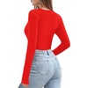 image:imageMANGOPOP Crew Neck Bodysuits for Women Long Sleeve Body Suit Going Out T Shirts Tops03long Sleeve Red