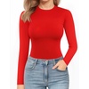 image:imageMANGOPOP Crew Neck Bodysuits for Women Long Sleeve Body Suit Going Out T Shirts Tops03long Sleeve Red