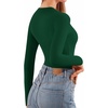 image:imageMANGOPOP Crew Neck Bodysuits for Women Long Sleeve Body Suit Going Out T Shirts Tops04long Sleeve Dark Green Fleece Lined
